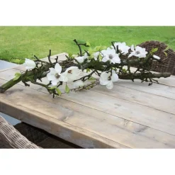 Magnolienzweig mit grünen Blättern | Weiß | 85cm