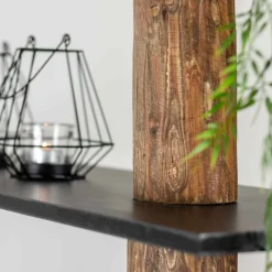 Raumteiler-Regal Alrik | Oak | Schwarze Böden | 250 cm