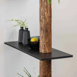 Raumteiler-Regal Alrik | Oak | Schwarze Böden | 250 cm