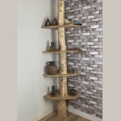 Stellen Sie Ihr Baumstamm-Eckregal Tarik selbst zusammen | 250 cm