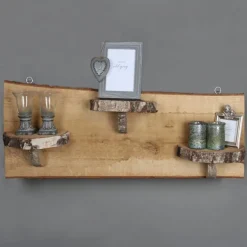 Wandregal horizontal Cardiff | Eichenholz mit Rinde | 100cm