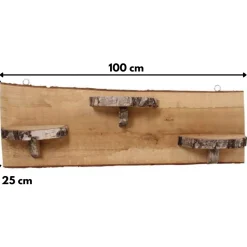 Wandregal horizontal Cardiff | Eichenholz mit Rinde | 100cm